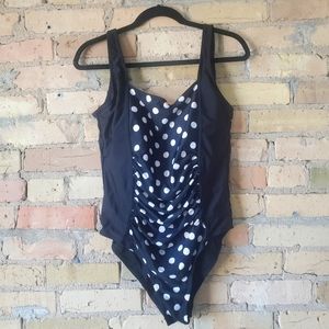 Black and white polka dot 4xl women's swimsuit